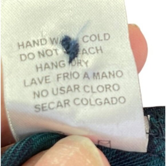 Papermoon Button Down Shirt Small Blue Green Plaid Rayon - Picture 7 of 7